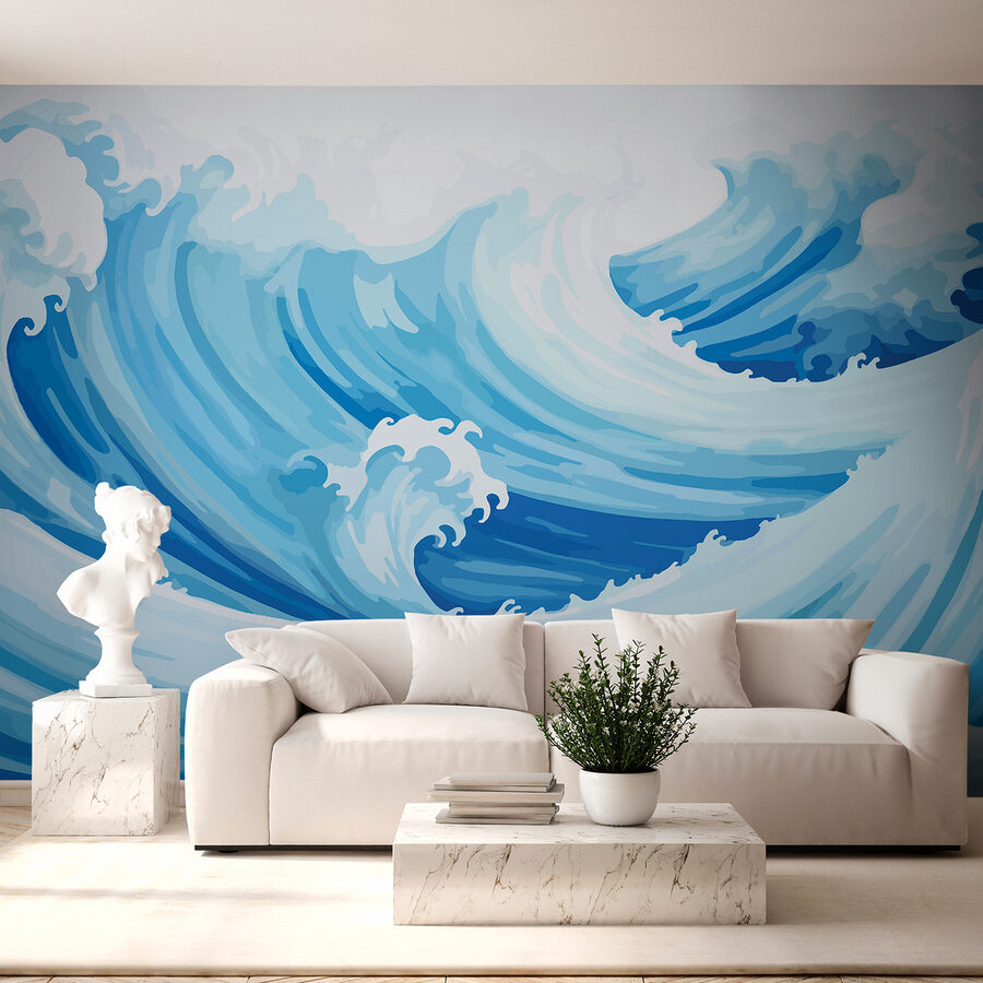 Olas azules y blancas