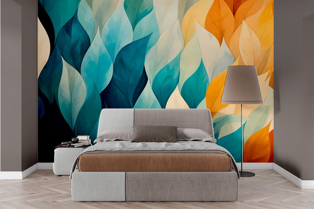 Colorful leaves in a row