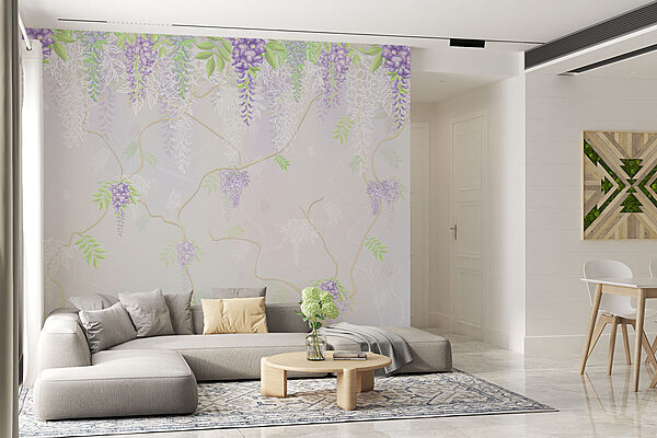 Papel pintado con flores moradas Papel pintado con flores moradas