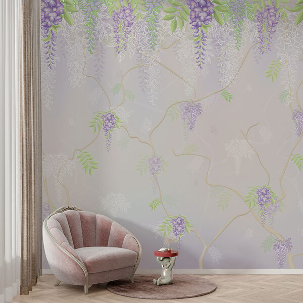 Papel pintado con flores moradas Papel pintado con flores moradas