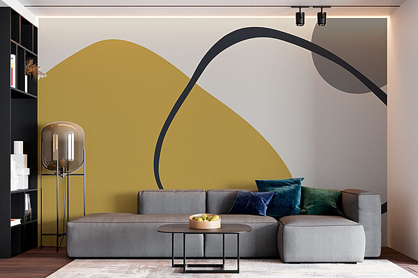 Yellow and grey and black shapes