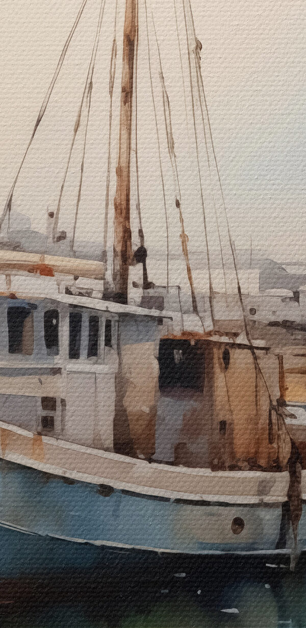 Watercolor of a boat on the water