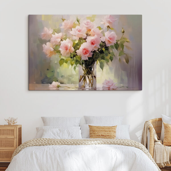 Cuadros Ramo de rosas rosas en un jarrón de cristal (SKU: s40684) Cuadros Cuadros Ramo de rosas rosas en un jarrón de cristal (SKU: s40684)