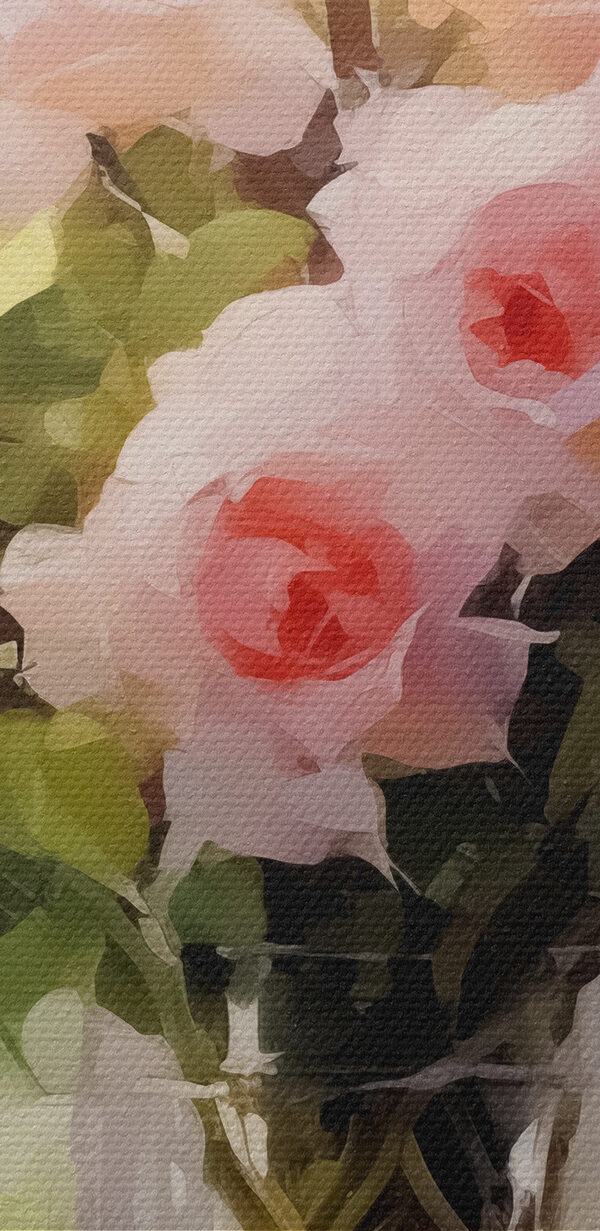 Bouquet of pink roses in a glass vase