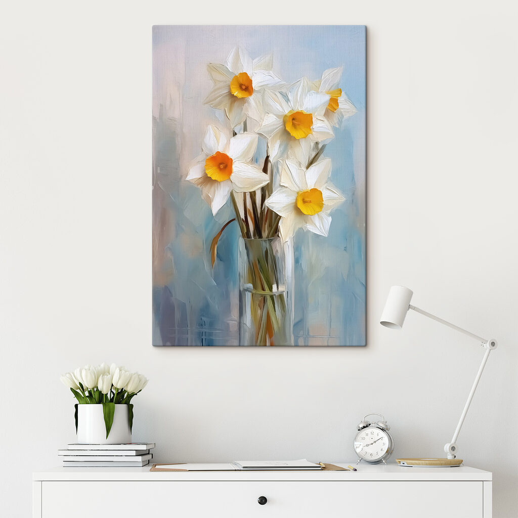 White and yellow flowers in a glass vase White and yellow flowers in a glass vase
