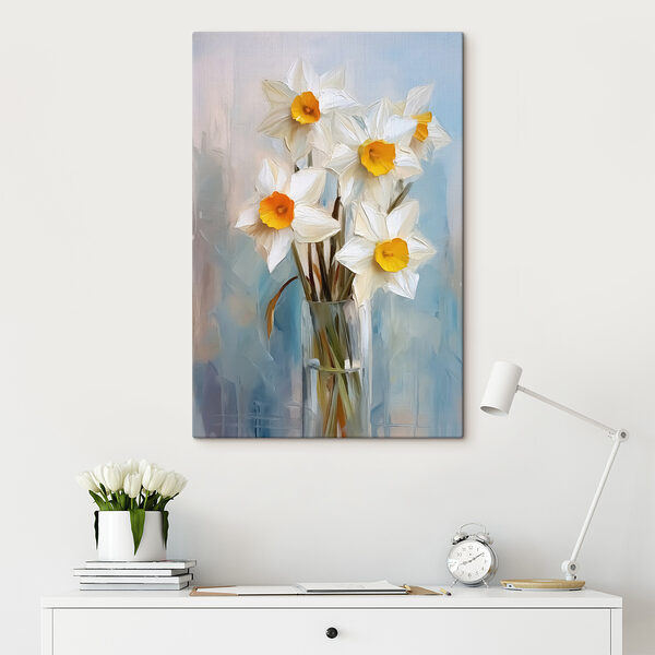 White and yellow flowers in a glass vase White and yellow flowers in a glass vase