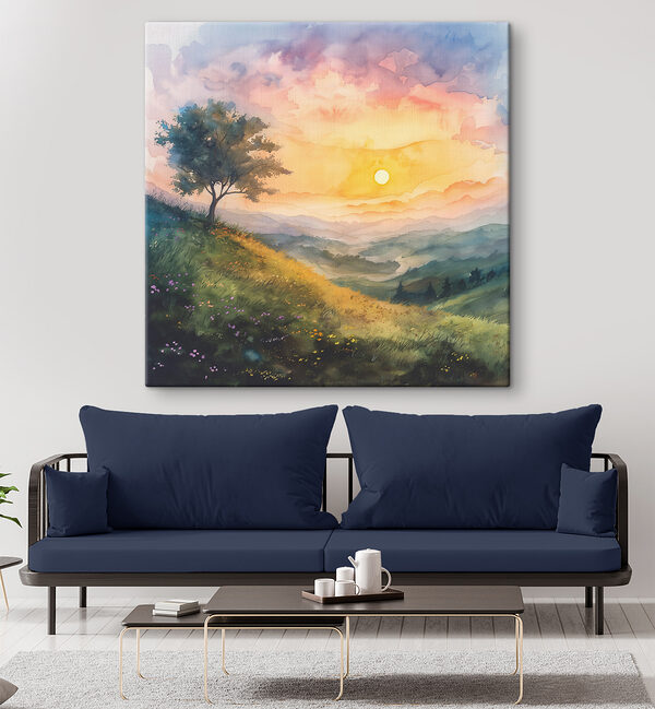Cuadros Cuadro de un paisaje con un árbol y flores (SKU: s40303) Cuadros Cuadros Cuadro de un paisaje con un árbol y flores (SKU: s40303)