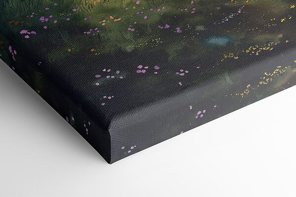 Painting of a landscape with a tree and flowers Painting of a landscape with a tree and flowers