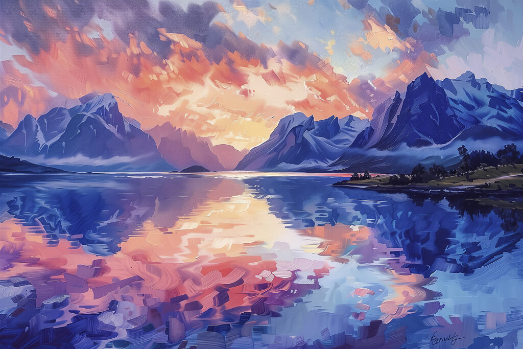 Painting of mountains and water Painting of mountains and water