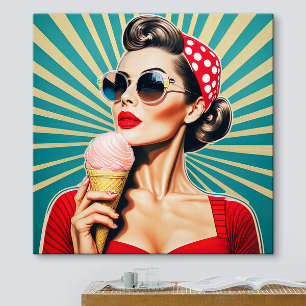 Cuadros Mujer con un cucurucho de helado