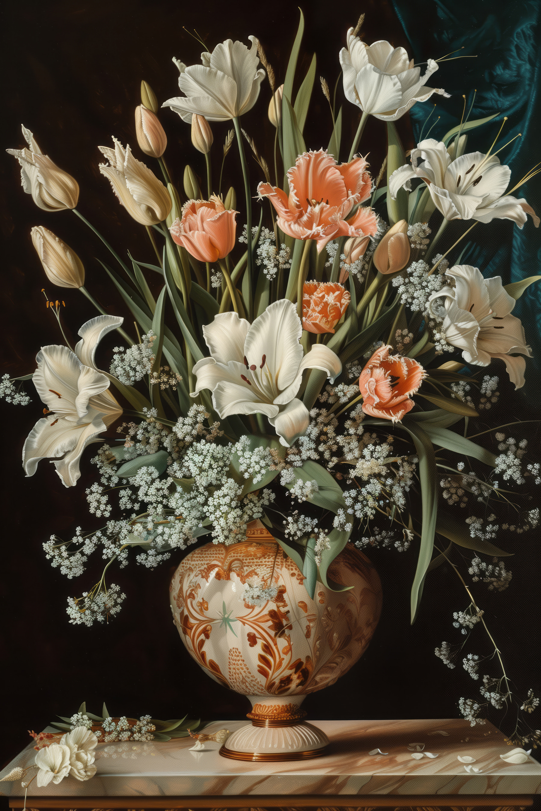 Painting of flowers in a vase