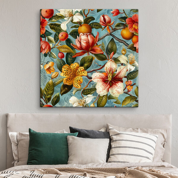 Floral pattern with oranges and flowers Floral pattern with oranges and flowers