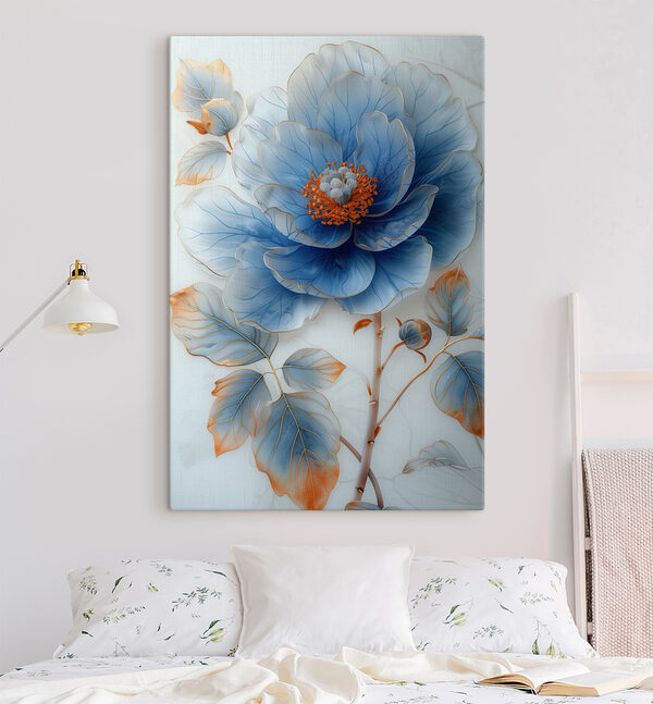 Blue flower with orange center Blue flower with orange center