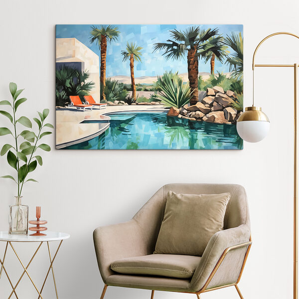 Pool with palm trees and chairs Pool with palm trees and chairs