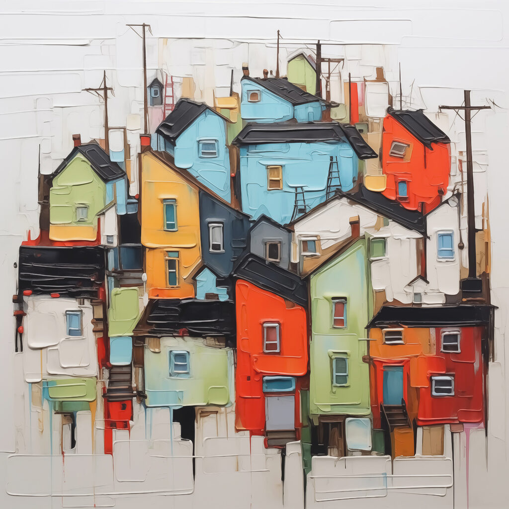 Painting of a city Painting of a city