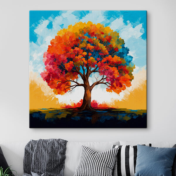 Cuadros Cuadro de un árbol con hojas de colores (SKU: s40638) Cuadros Cuadros Cuadro de un árbol con hojas de colores (SKU: s40638)