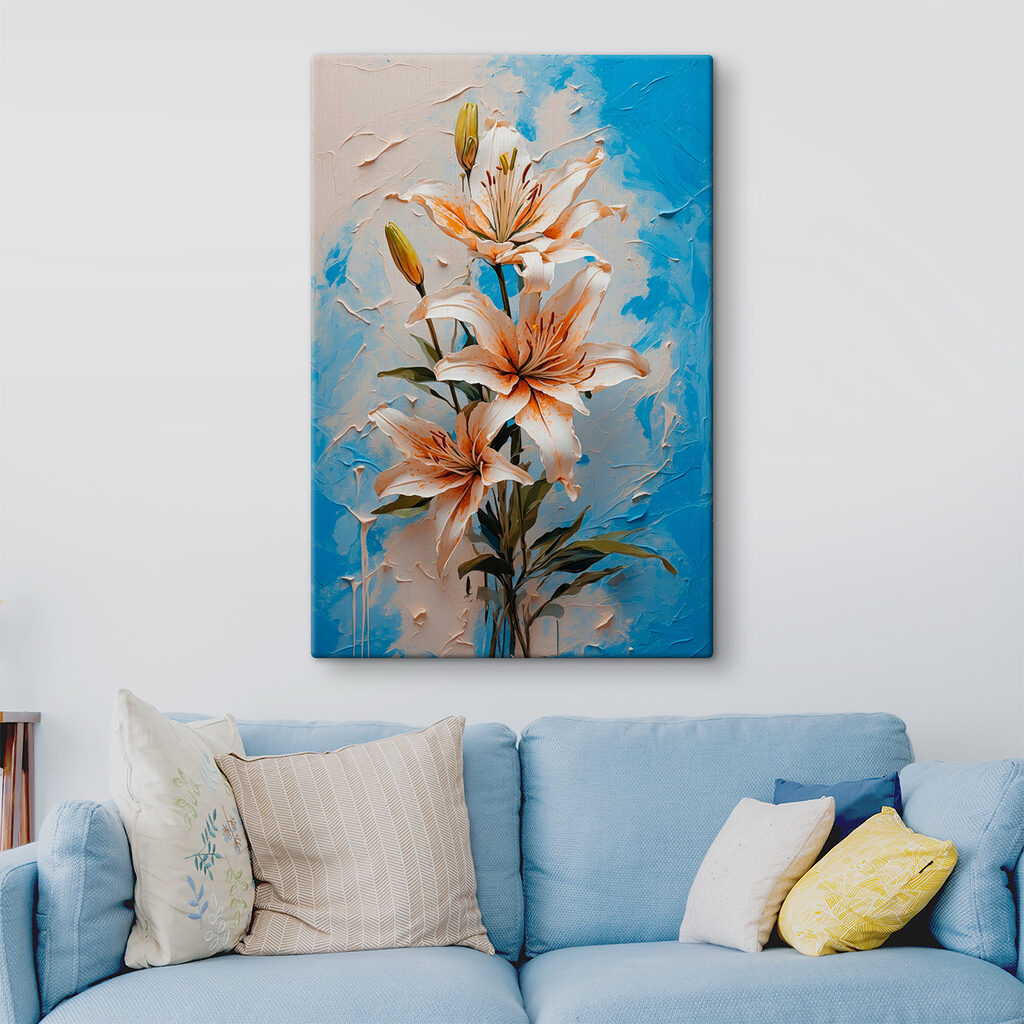 Painting of flowers on a blue background Painting of flowers on a blue background