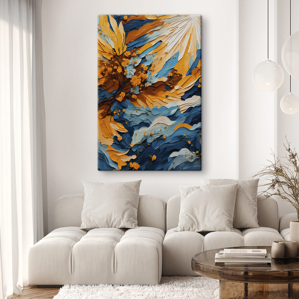 Painting of a tree with yellow flowers Painting of a tree with yellow flowers