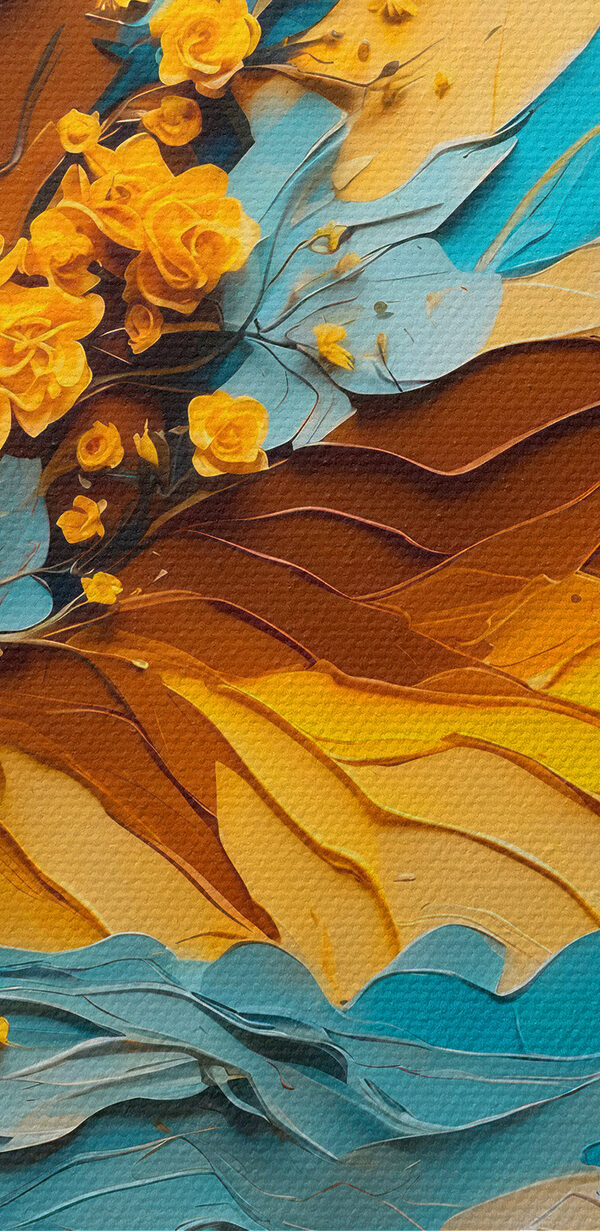 Painting of a tree with yellow flowers Painting of a tree with yellow flowers