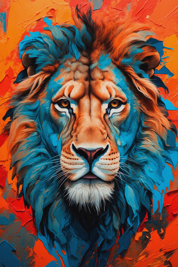Colorful lion with white whiskers Colorful lion with white whiskers