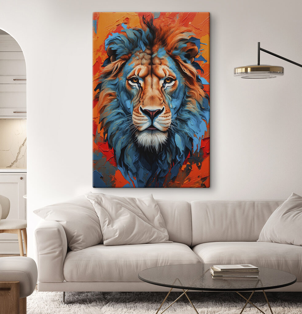 Colorful lion with white whiskers Colorful lion with white whiskers
