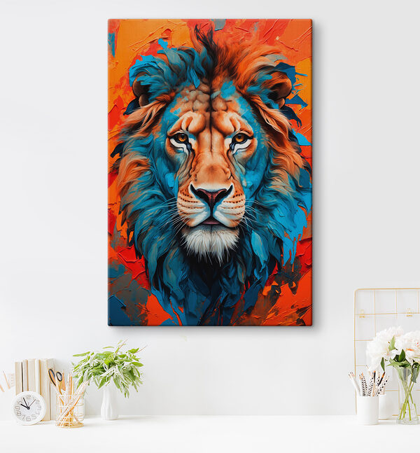 Colorful lion with white whiskers Colorful lion with white whiskers