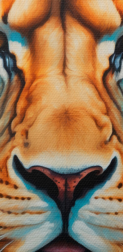 Colorful lion with white whiskers Colorful lion with white whiskers
