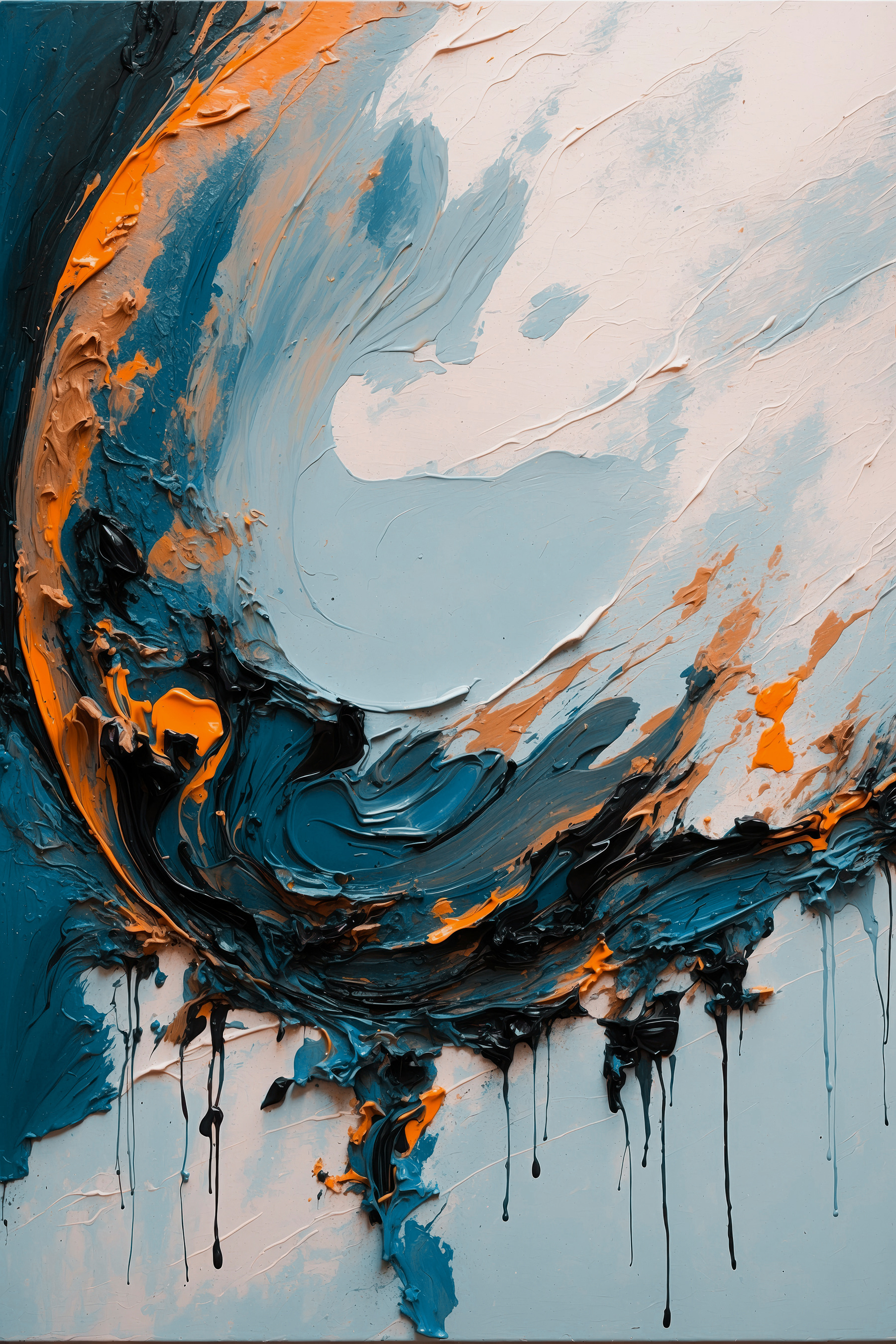 Painting of blue and orange paint Painting of blue and orange paint