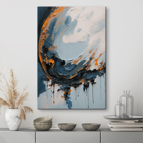 Cuadro pintado con pintura azul y naranja Cuadros Cuadro pintado con pintura azul y naranja