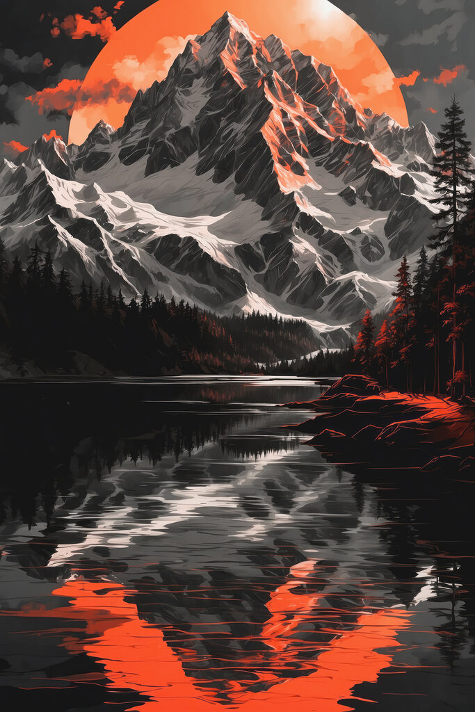 Lake with trees and mountains in the background Lake with trees and mountains in the background
