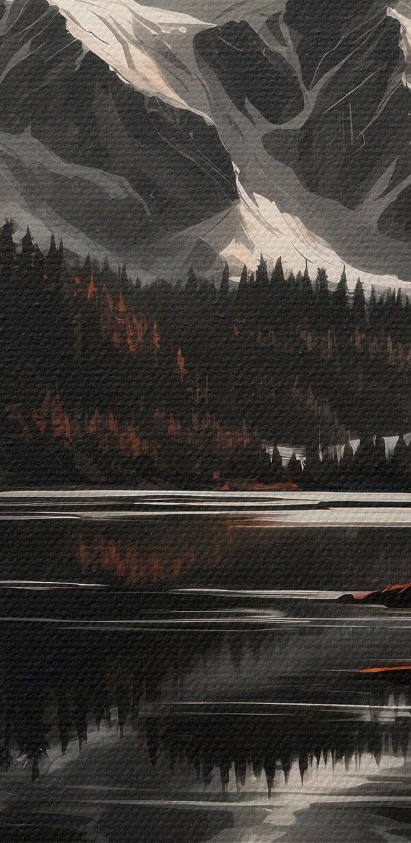 Lake with trees and mountains in the background Lake with trees and mountains in the background