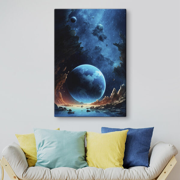 Planet in space with rocks and stars Planet in space with rocks and stars