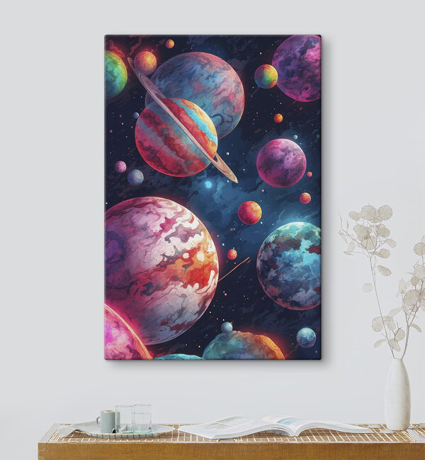 Colorful planets in space Colorful planets in space
