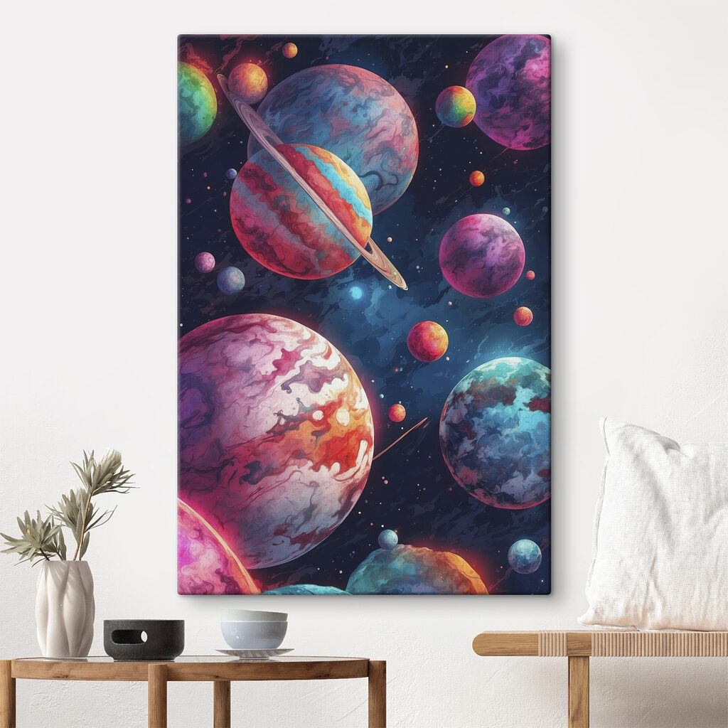 Colorful planets in space Colorful planets in space