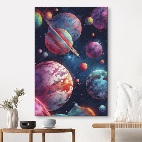 Colorful planets in space Colorful planets in space