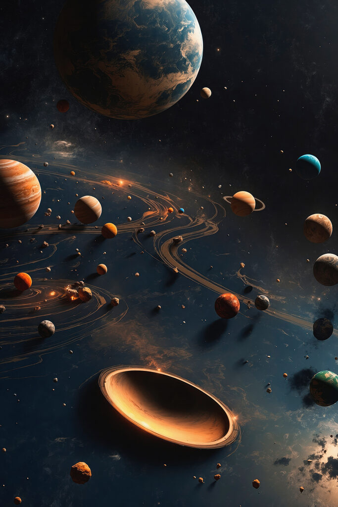 Planets in space with planets and stars Planets in space with planets and stars