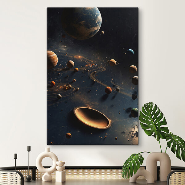 Planets in space with planets and stars Planets in space with planets and stars