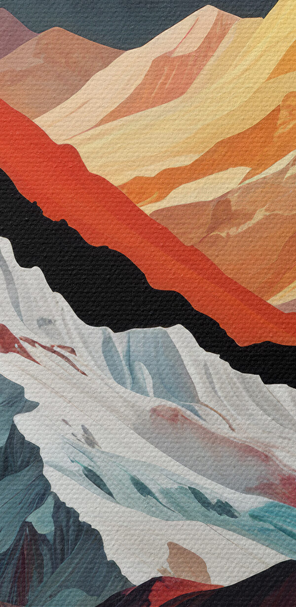 Mountain range with a red moon