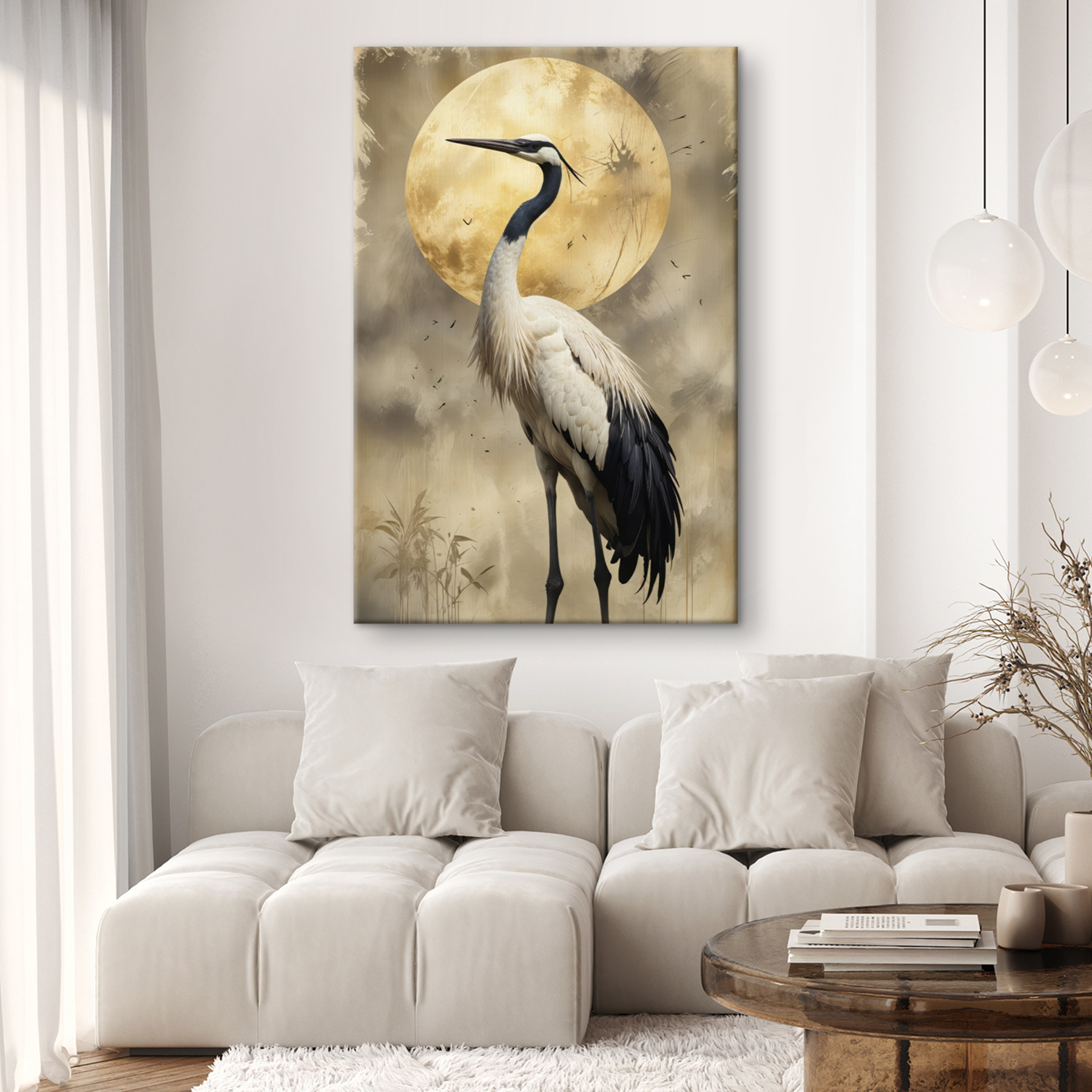 Bird standing in front of a full moon Bird standing in front of a full moon