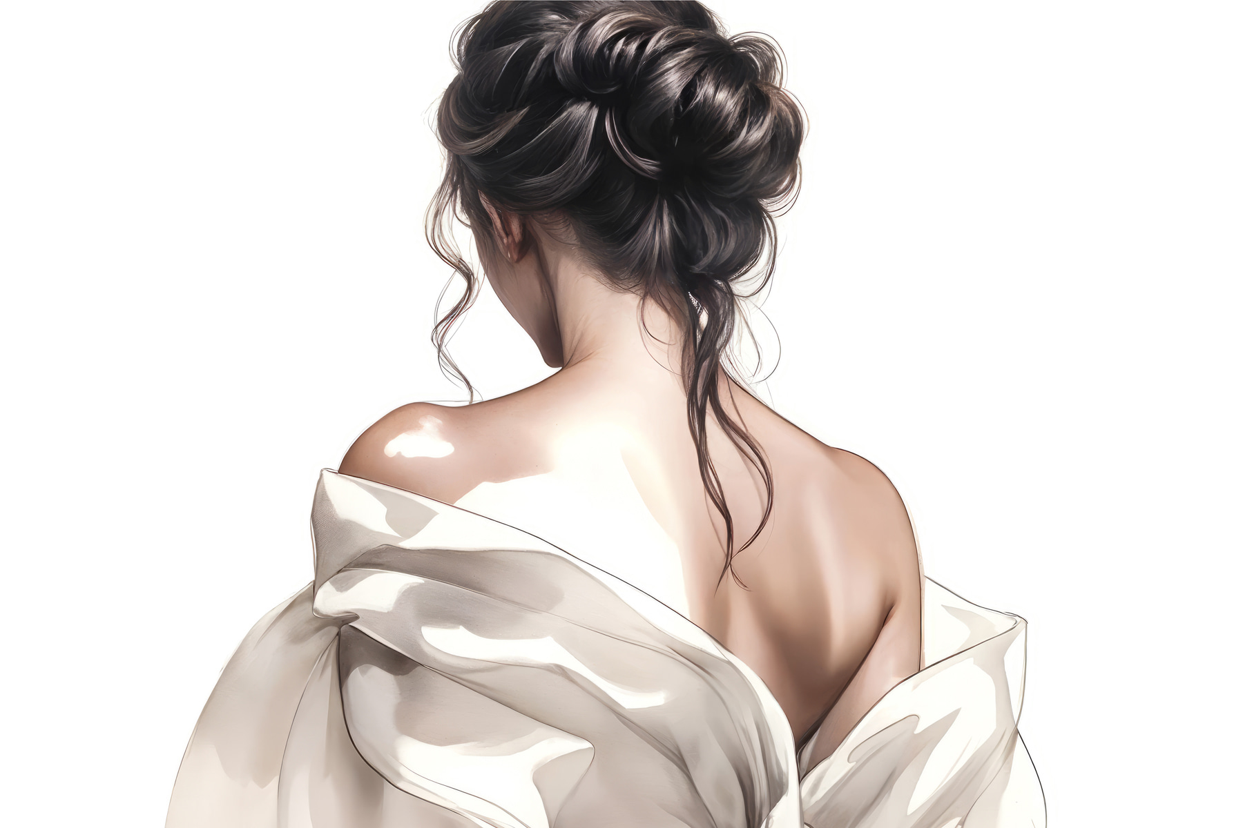 Woman with her hair pulled back Woman with her hair pulled back