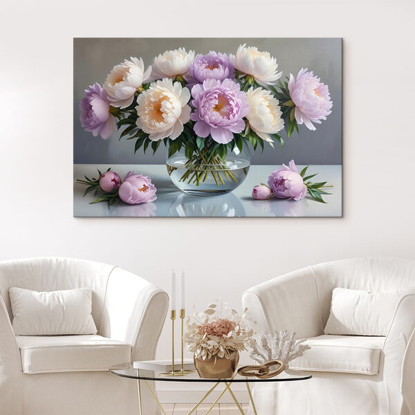Cuadros Jarrón con flores sobre una mesa
