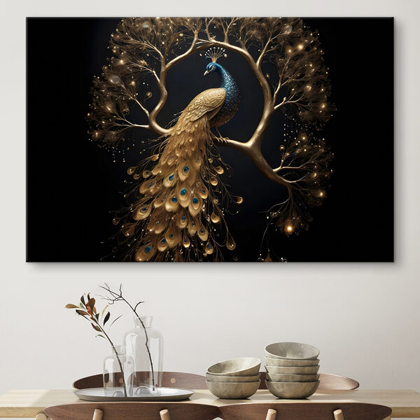 La majestuosidad del pavo real entre las ramas luminosas Cuadros La majestuosidad del pavo real entre las ramas luminosas
