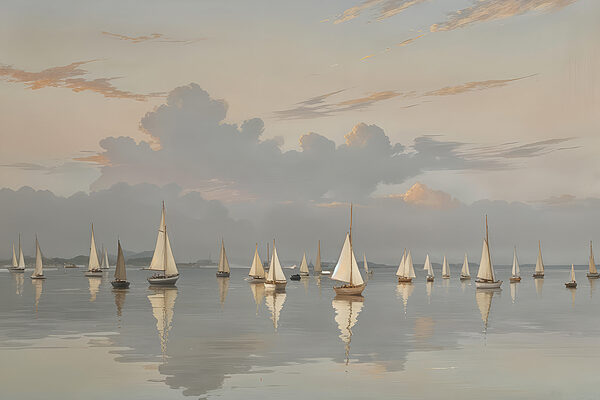Group of sailboats on a body of water Group of sailboats on a body of water