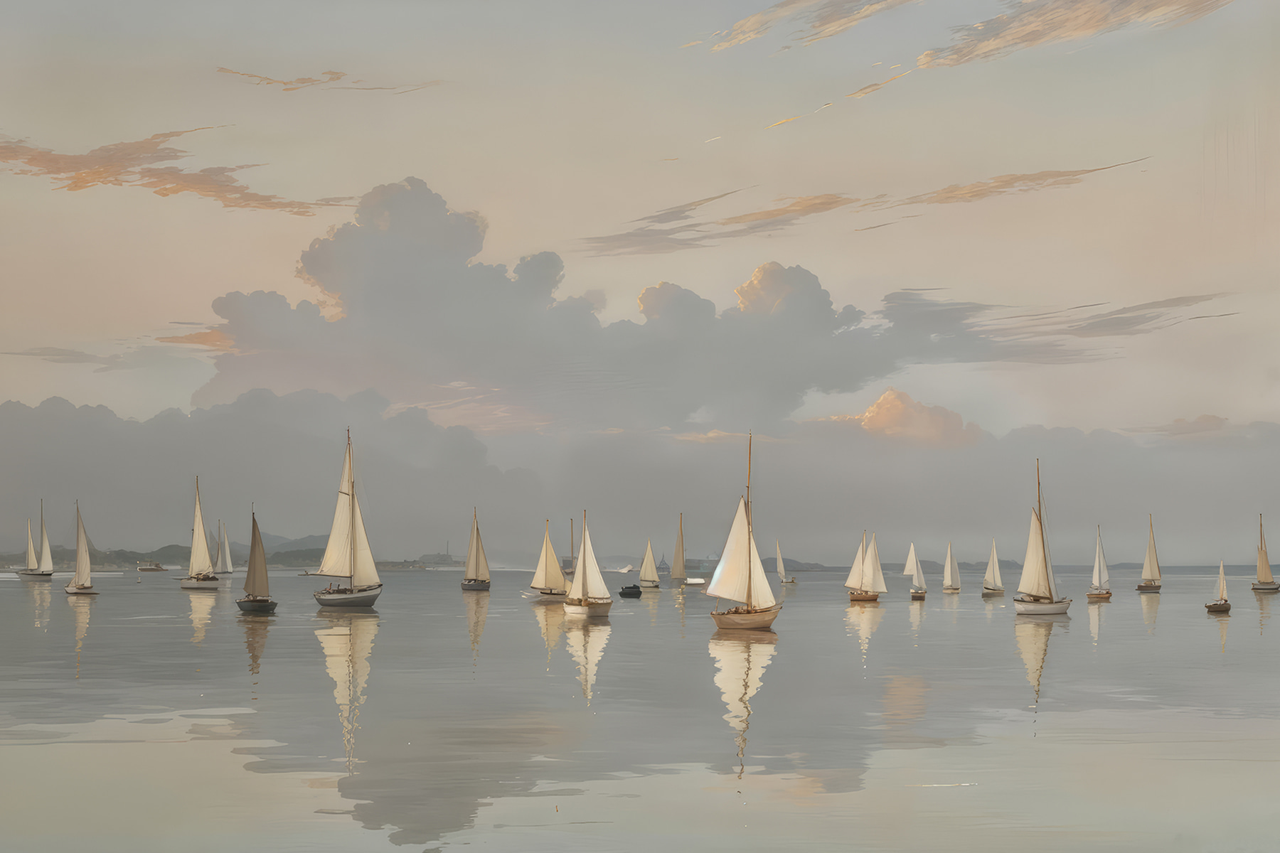 Group of sailboats on a body of water Group of sailboats on a body of water