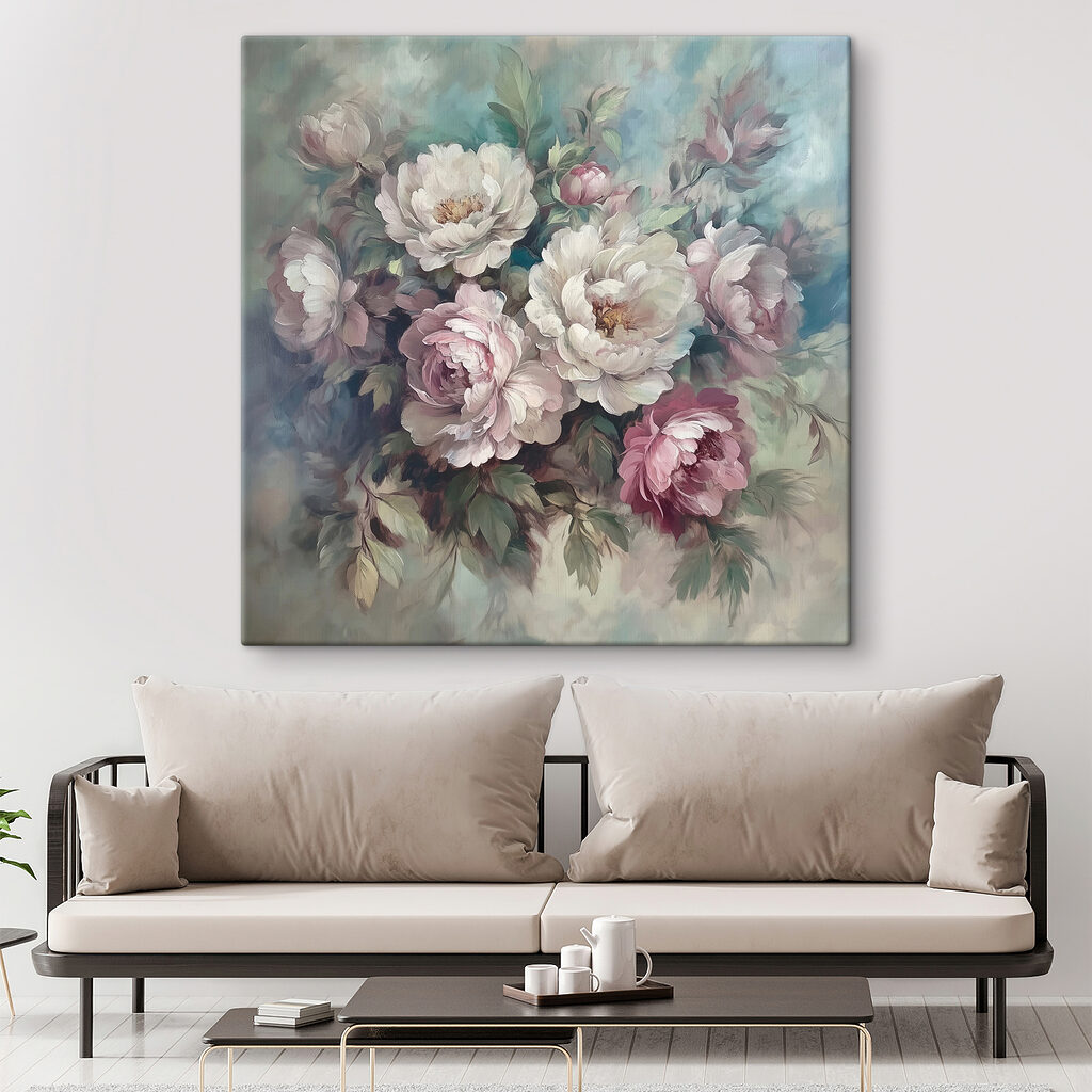 Painting of flowers on a blue background Painting of flowers on a blue background