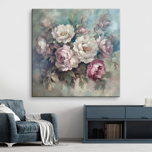 Painting of flowers on a blue background Painting of flowers on a blue background