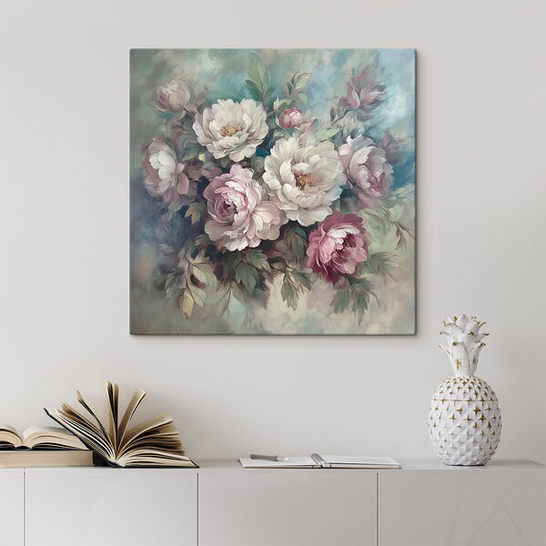 Painting of flowers on a blue background Painting of flowers on a blue background