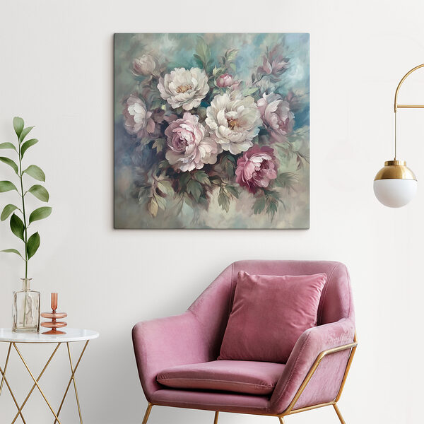 Painting of flowers on a blue background Painting of flowers on a blue background