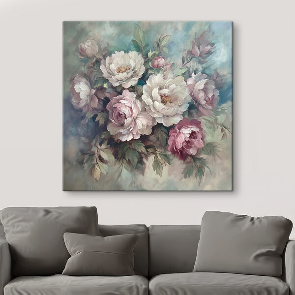 Painting of flowers on a blue background Painting of flowers on a blue background
