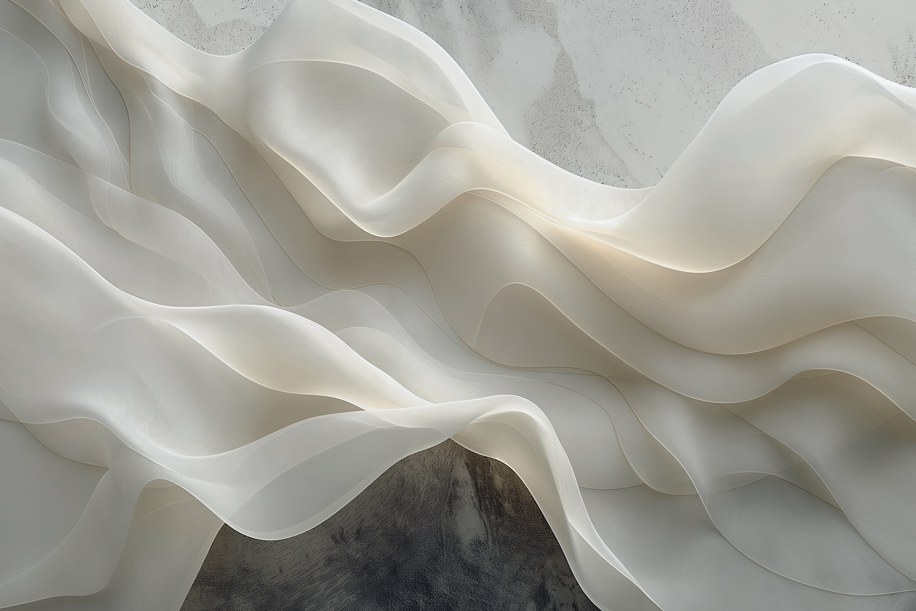 White fabric with wavy folds White fabric with wavy folds